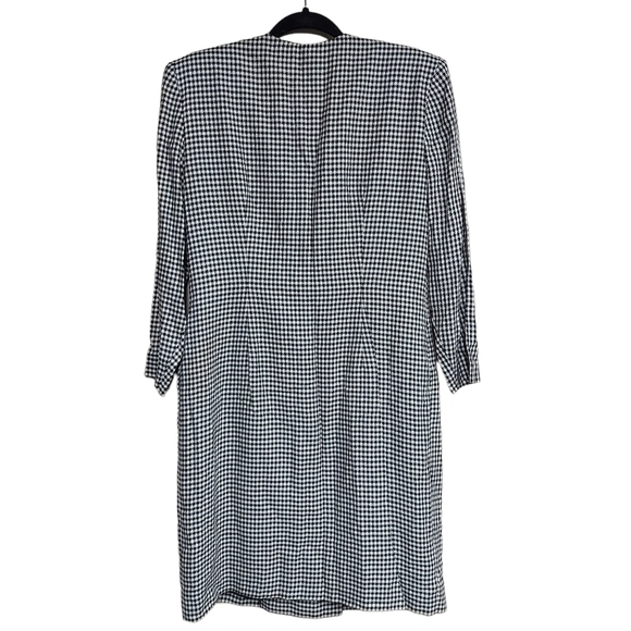 Vintage Black & White Houndstooth Print Double Breasted Blazer Dress - Picture 3 of 8